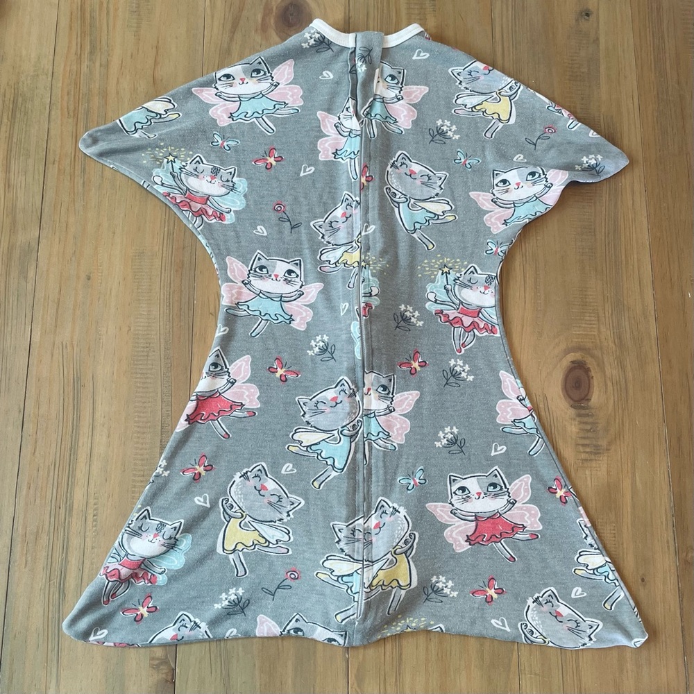 Zipadee Zip Sleeping Baby Swaddle Transition Sack Gray Small 3-6M Cats Fairy